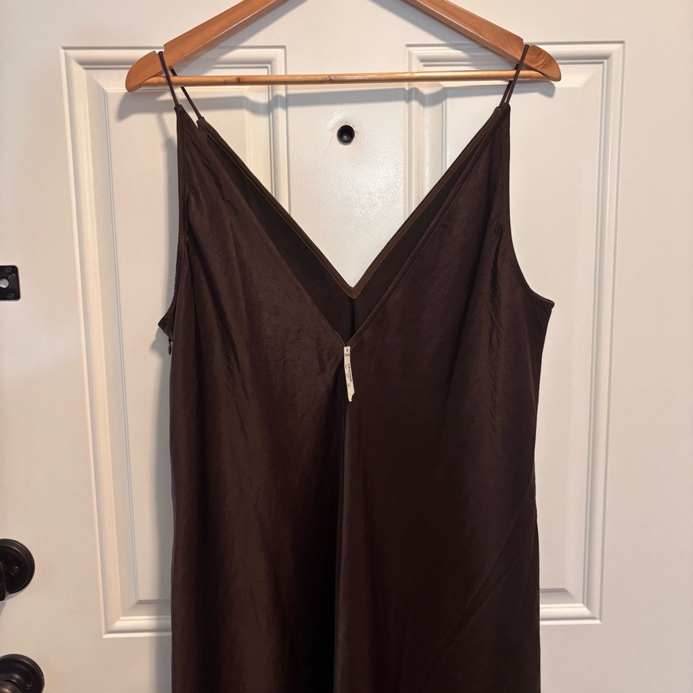 NWT Madewell Satin Sleeveless Maxi Slip Dress in Dark Carob - Picture 5 of 8